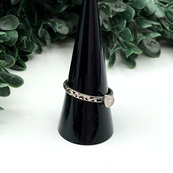 Vintage Silpada Sterling Silver 925 Teardrop Cubic Zerconia Ring With Intricate - Picture 5 of 7